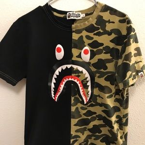 Bape half Camo half black tee - a bathing ape